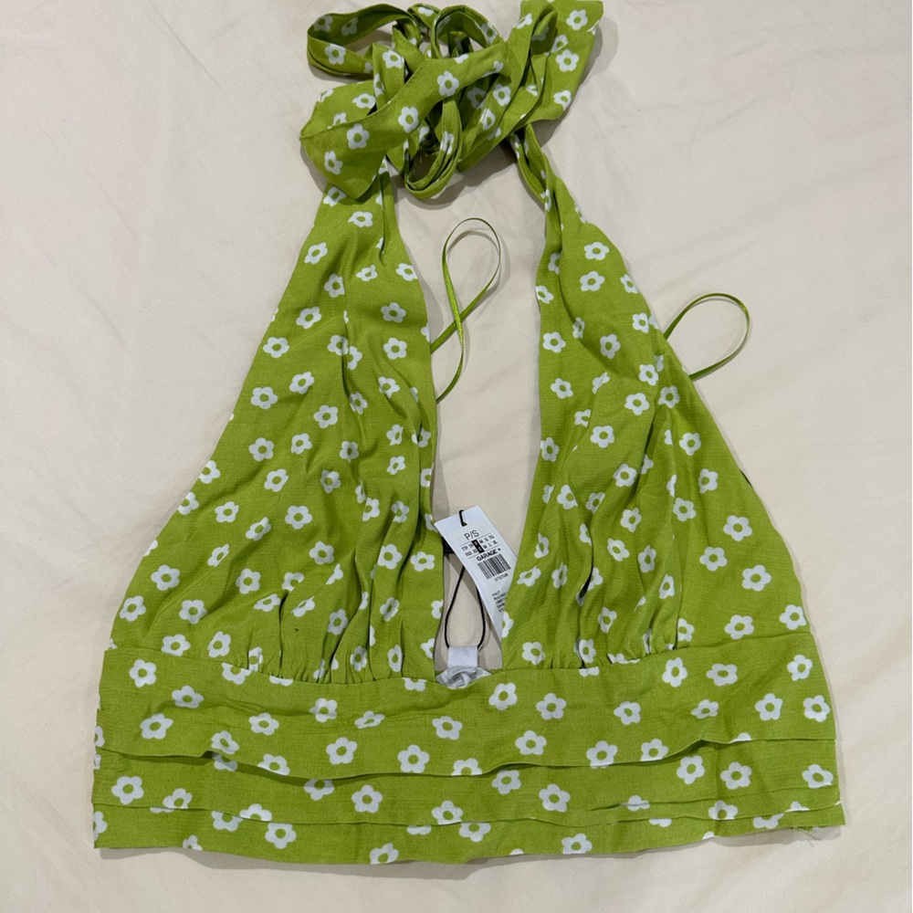 **NEW**Garage Halter Neck top in green